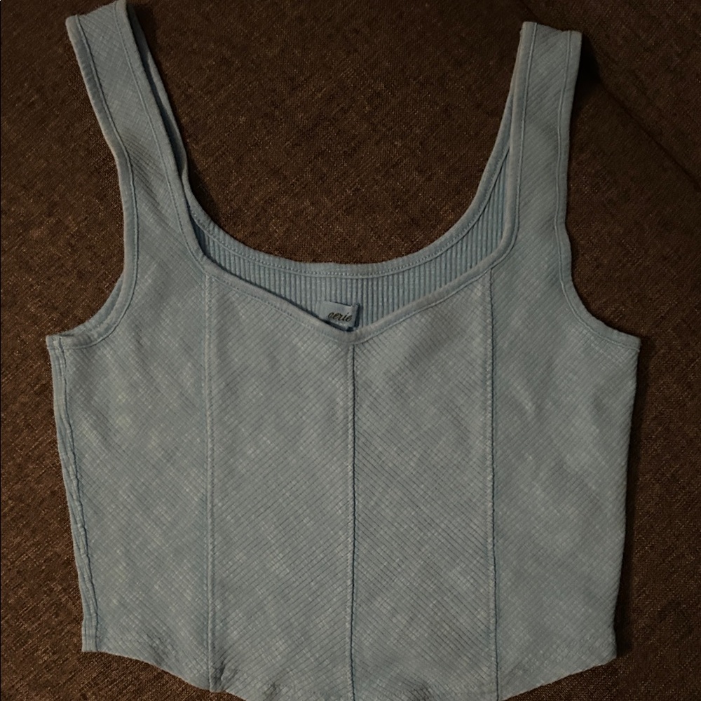 Aerie turquoise Blue Textured Tank Top